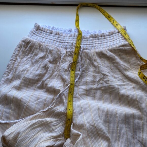 American Eagle 2022 Smocked Wide Leg Pant Woman Medium Stripped Cotton Festival - Picture 13 of 16